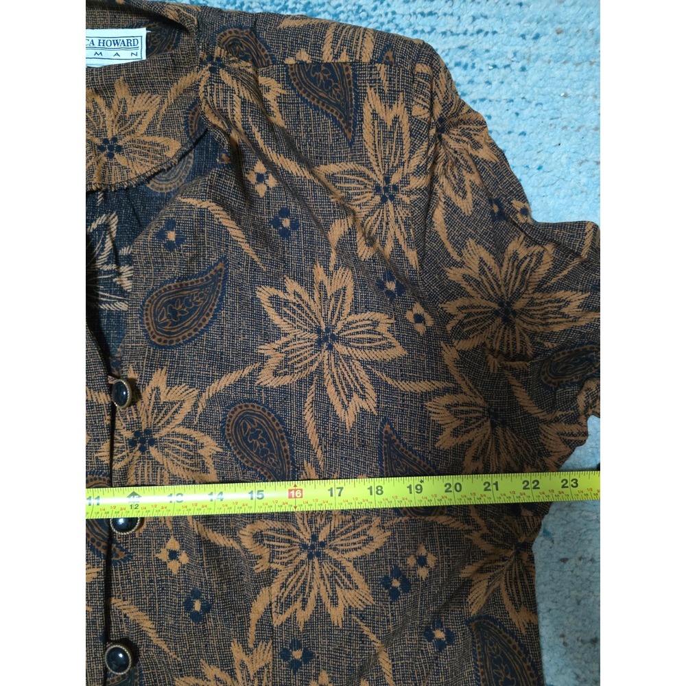 Jessica Howard Woman Floral Paisley Button Front 3/4 Sleeve Brown Top
(J)‎ - Picture 5 of 6